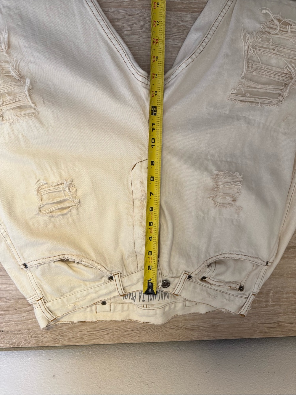 Magnolia Pearl Cotton Miner Denim pants distressed cream adjustable waist - Picture 10 of 16
